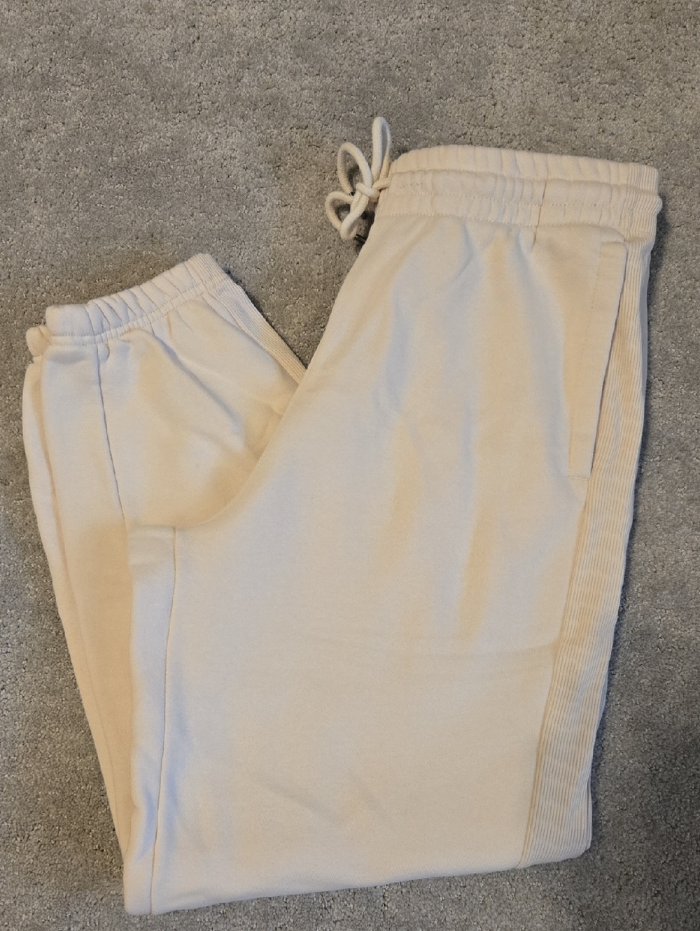 Casual Women's Cream Track Joggers - Drawstring Waist